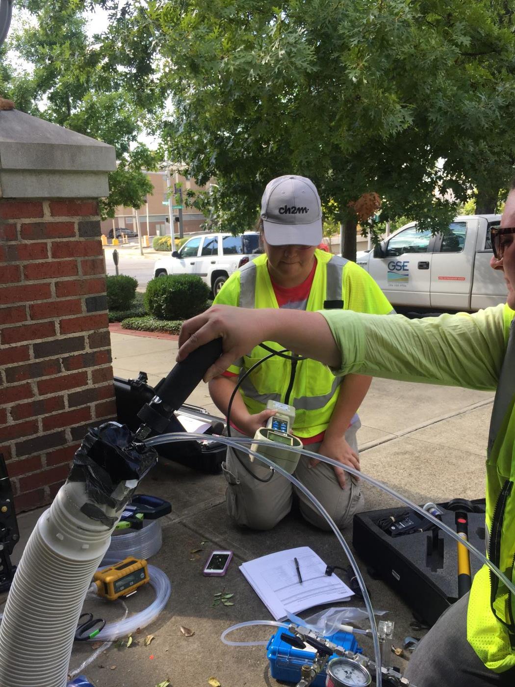 Collection of soil vapor sample north of Annex III building